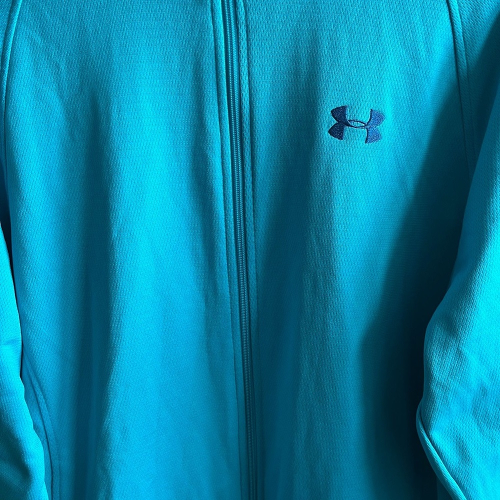 Under Armour Men's Light Blue Full Zip Fleece Jacket Size XL Loose Fit - Picture 3 of 11
